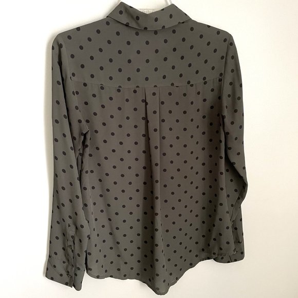 Express Olive & Black Polka Dot Blouse - Picture 3 of 8